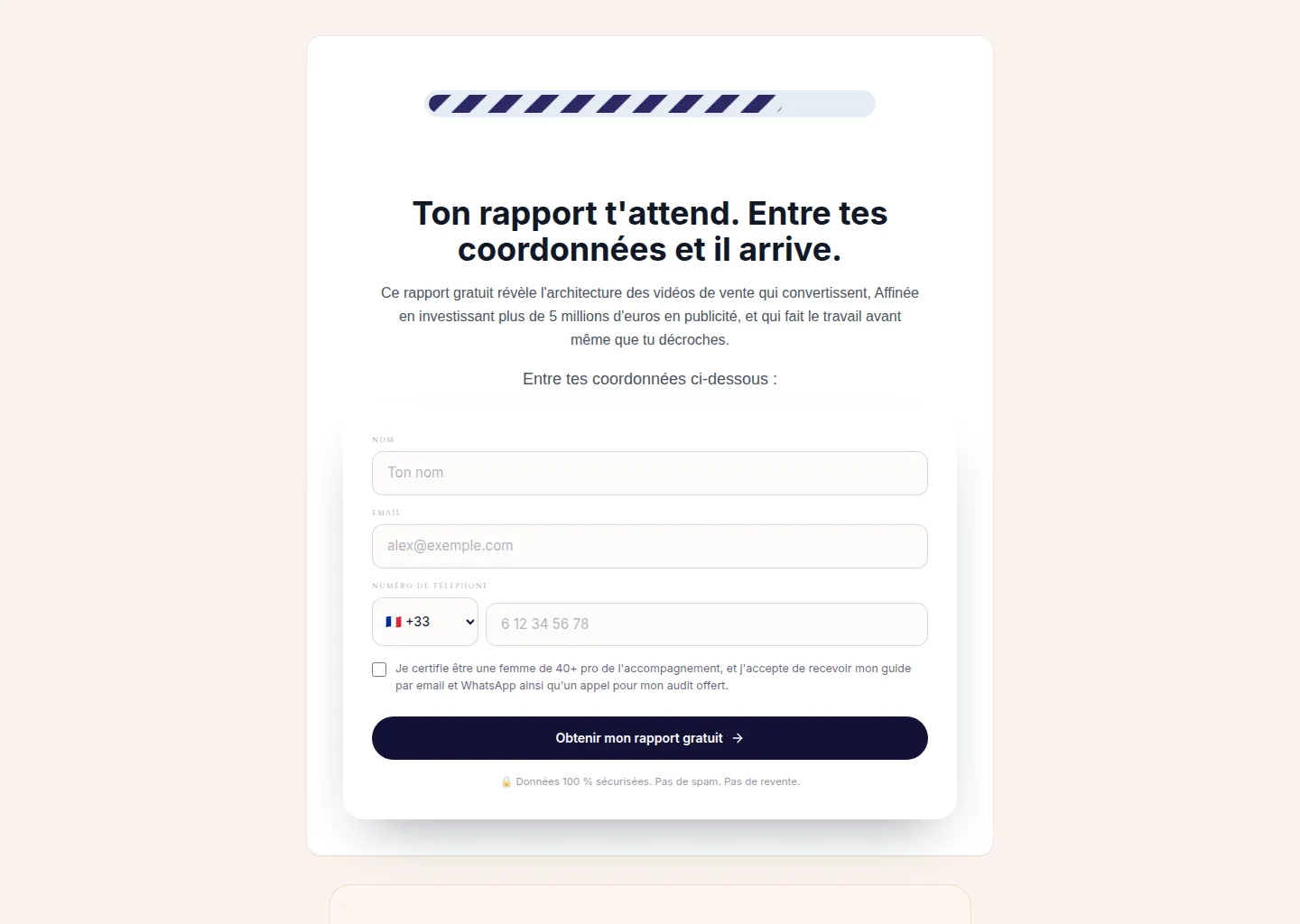 La page de capture d’un tunnel en ligne